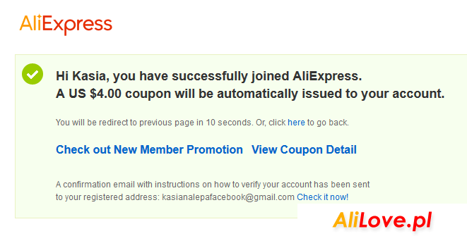 Darmowe kupony od AliExpress dla nowych użytkowników
